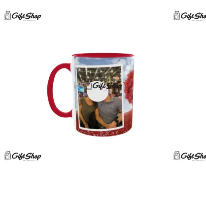 Love never dies, cana din ceramica, 330ml, personalizata cu 2 poze si text model 3374